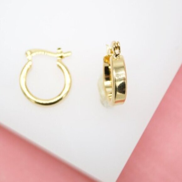 Handmade New 18K Gold Filled Thick Leverback Earrings - Picture 1 of 2